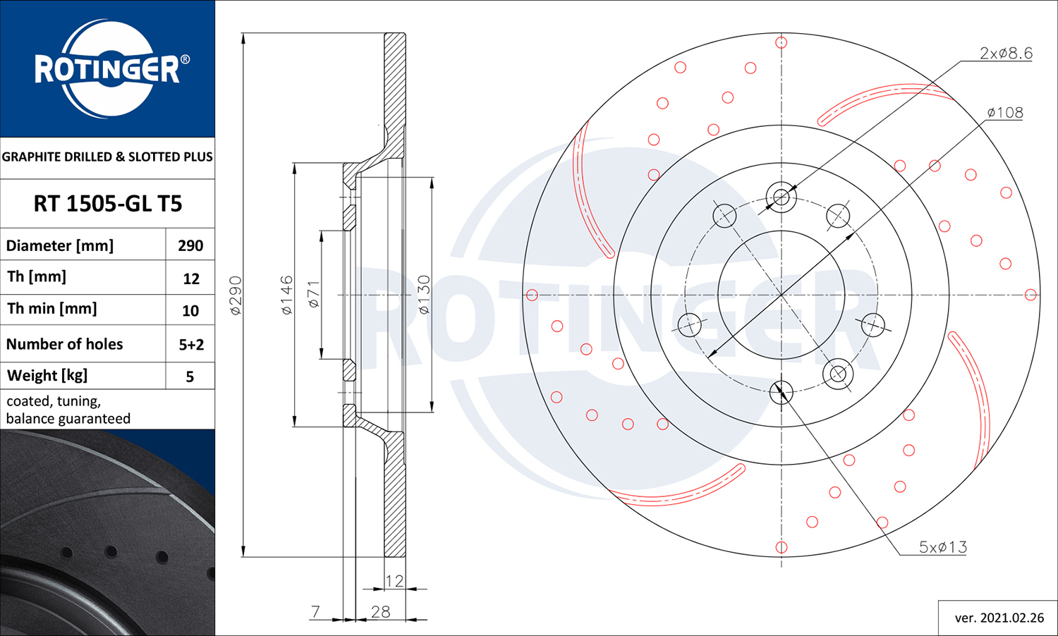 ROTINGER 258 784 RT 1505-GL T5 - Alkatrész